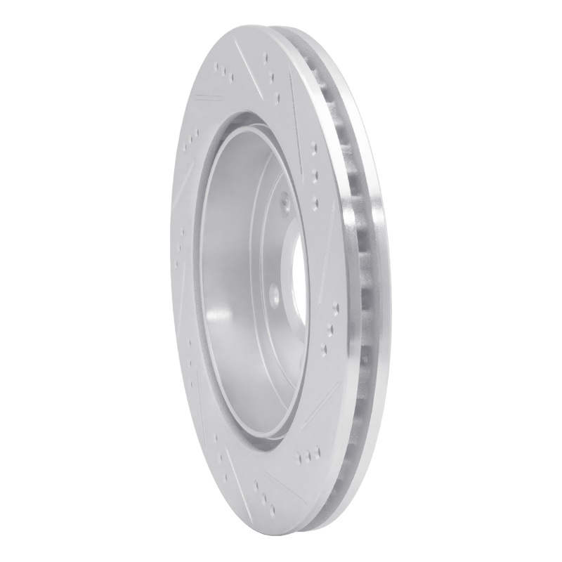 Cadillac CTS Brake Rotor (1) - Rear Left - R1 Concepts - Drilled & Slotted - Silver - `05-`11